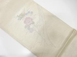 アンティーク　銀彩　薔薇模様袋帯（材料）